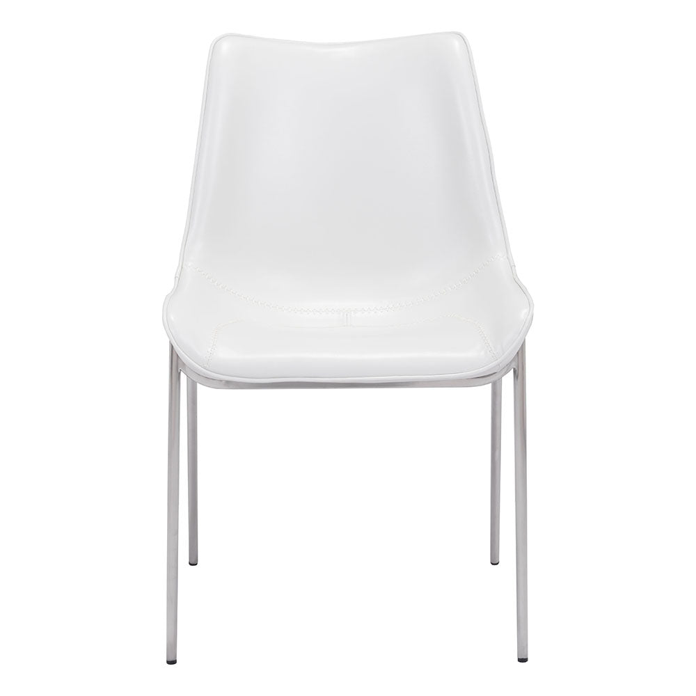 MAGNUS DINING CHAIR WHITE & SILVER