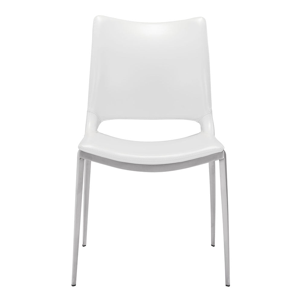 ACE DINING CHAIR WHITE & SILVER