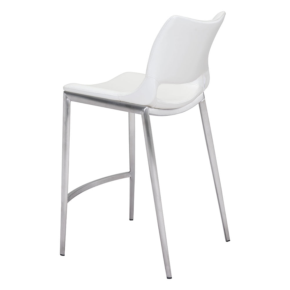 ACE COUNTER STOOL WHITE & SILVER