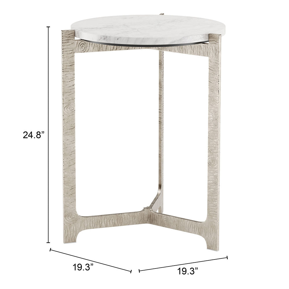 BARMAS SIDE TABLE WHITE & SILVER