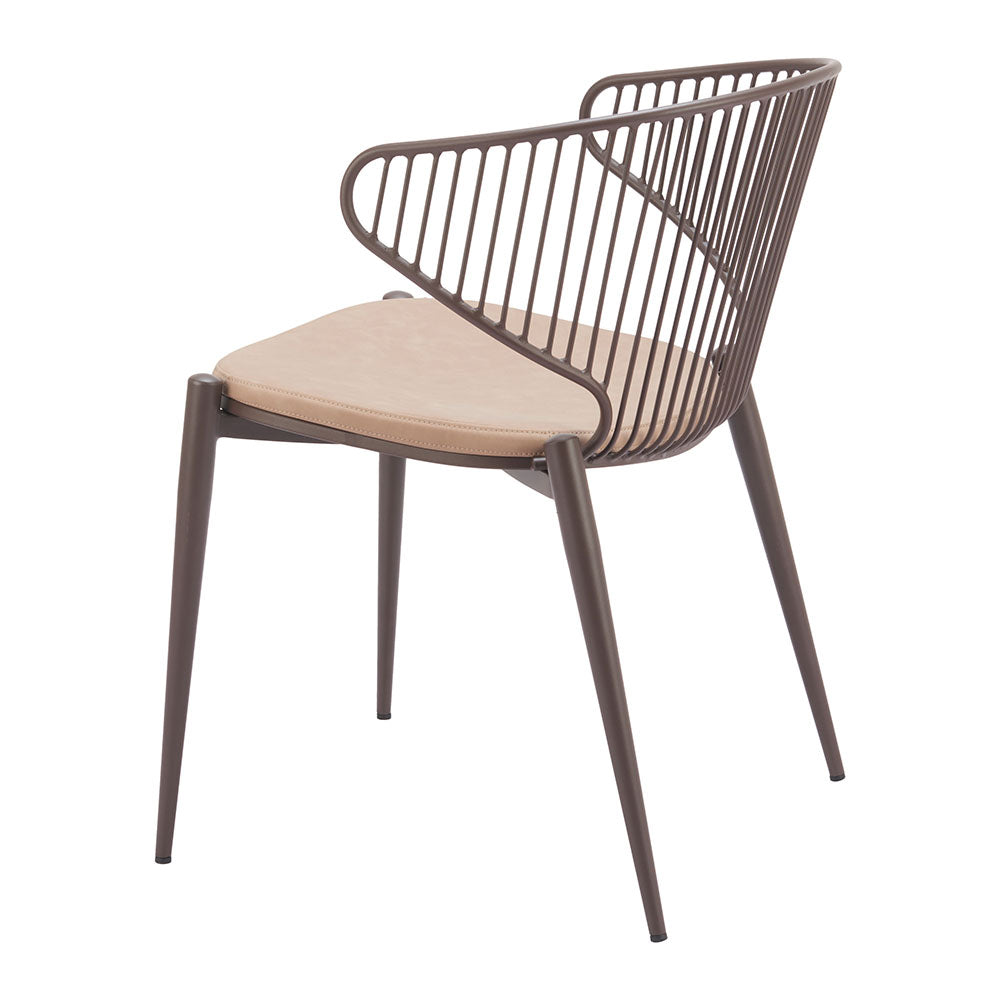 SILUES DINING CHAIR TAUPE & BROWN