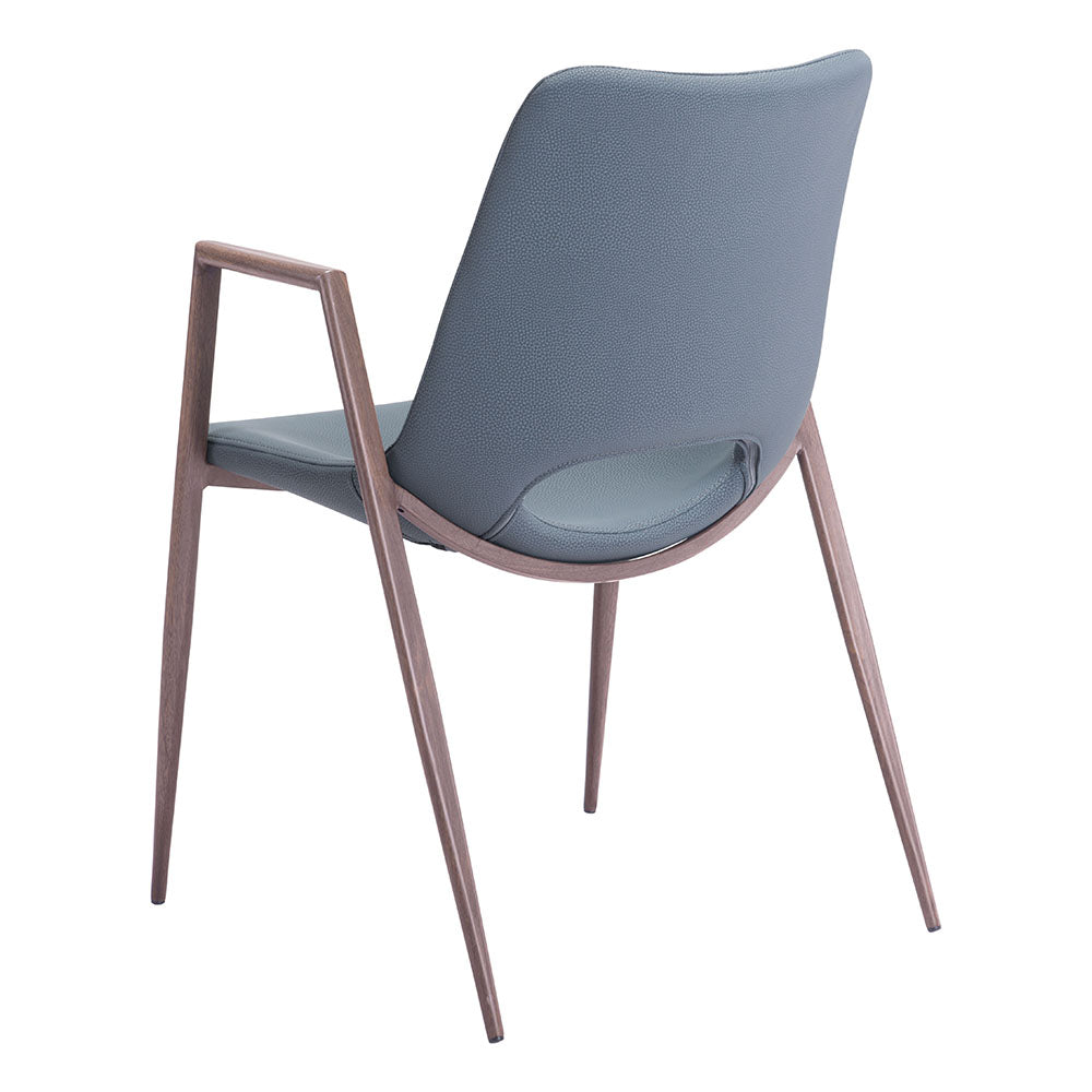 DESI DINING CHAIR AZURE GRAY & WALNUT