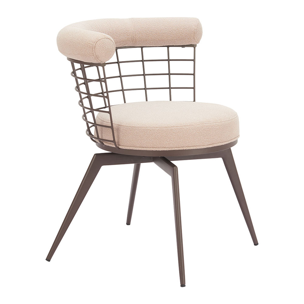 SAKU SWIVEL DINING CHAIR BEIGE & BROWN
