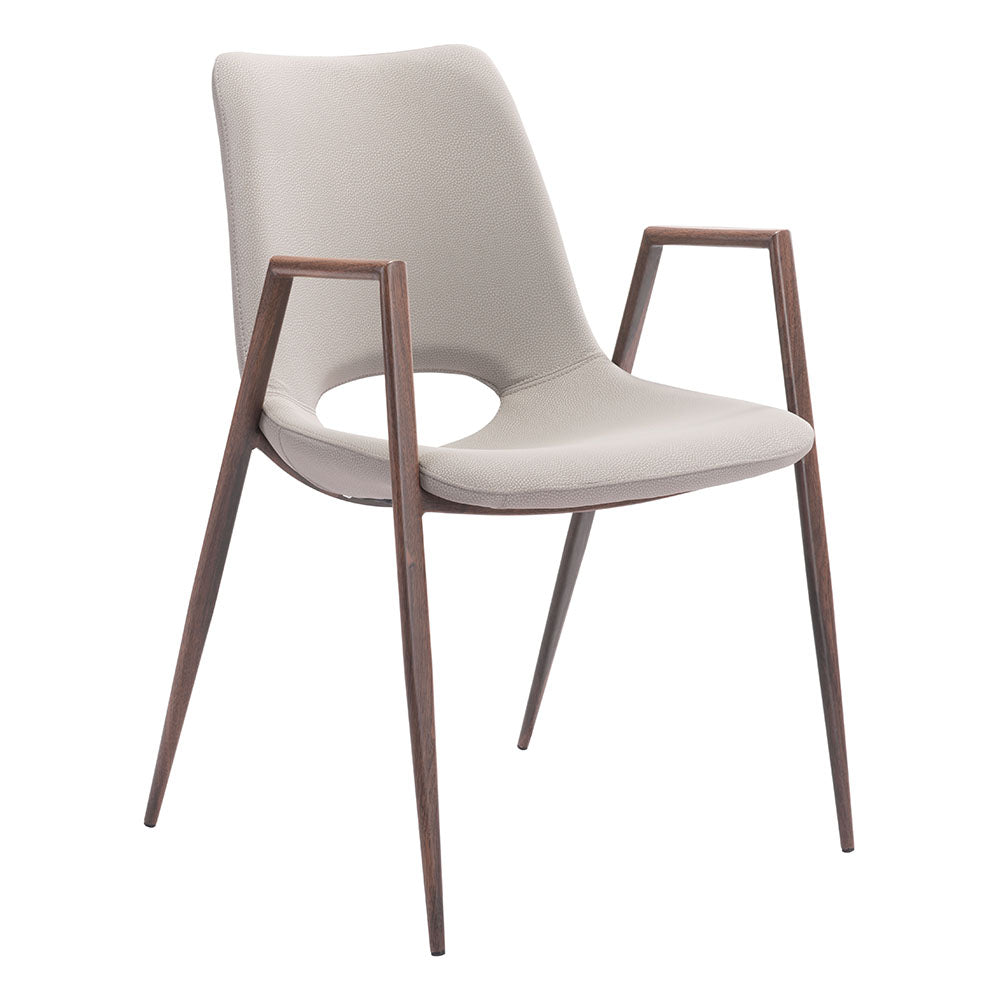 DESI DINING CHAIR BEIGE & WALNUT