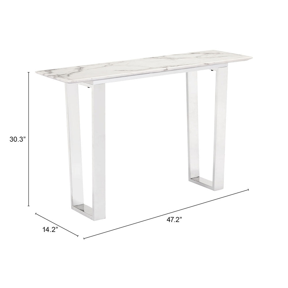 ATLAS CONSOLE TABLE WHITE & SILVER