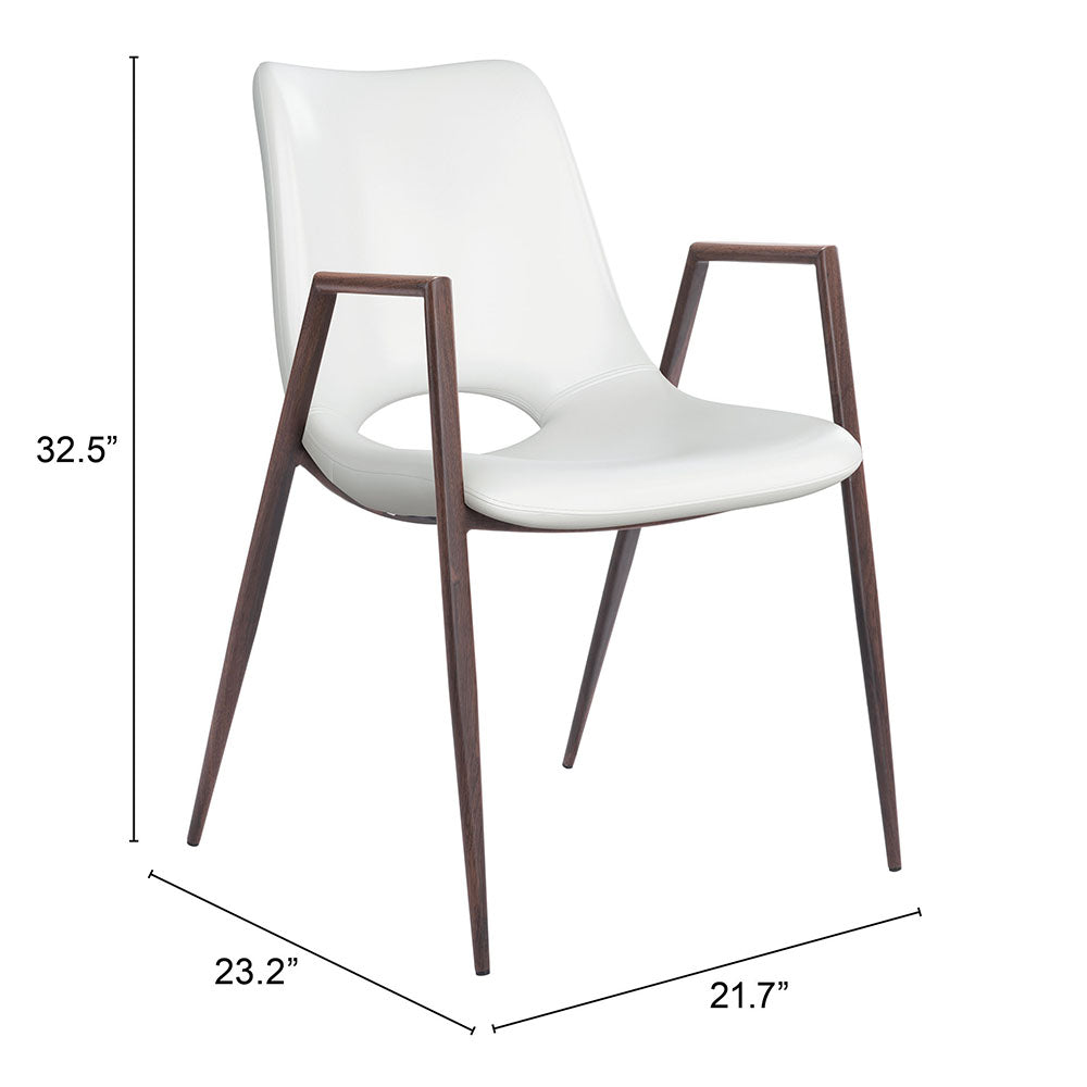 DESI DINING CHAIR WHITE & WALNUT