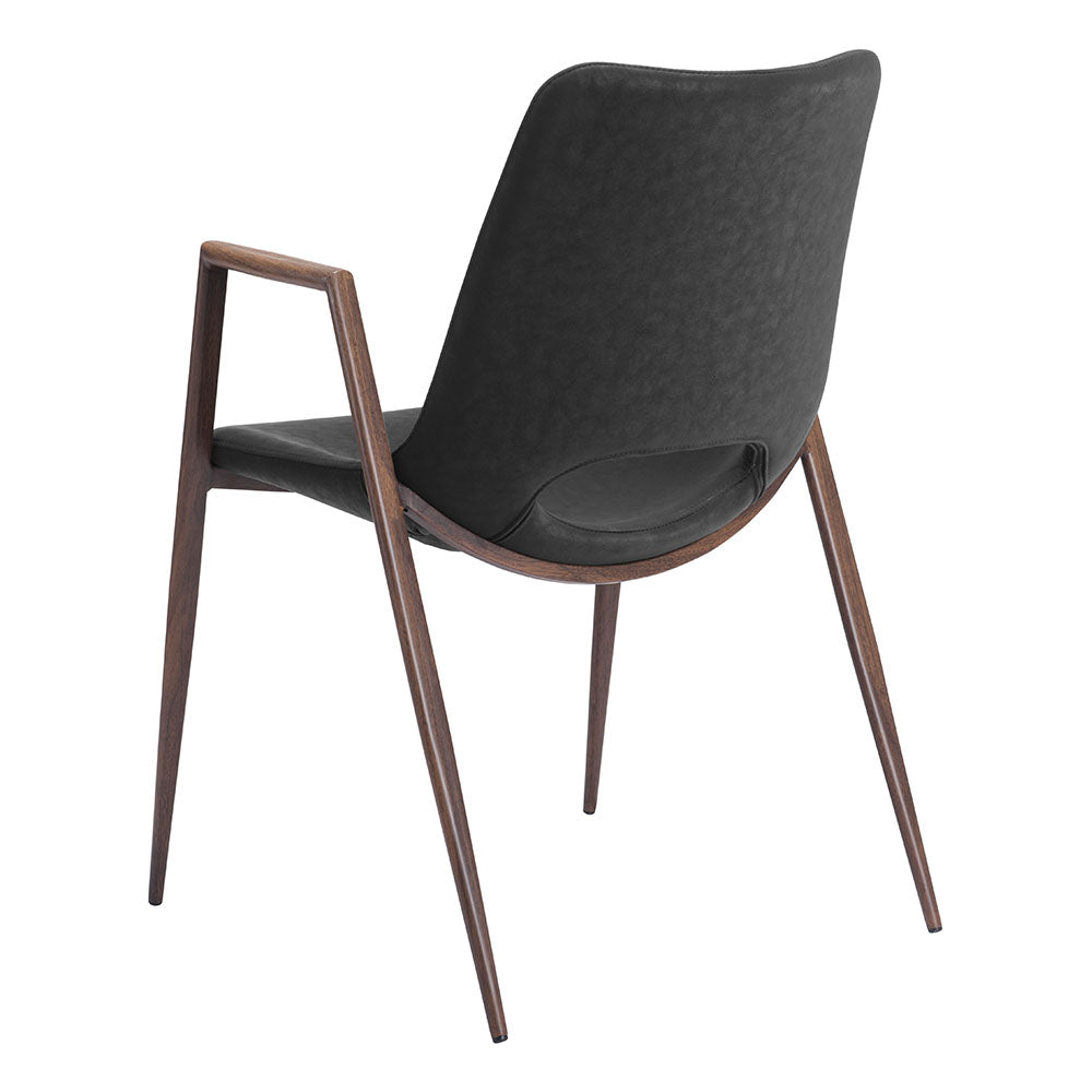 DESI DINING CHAIR BLACK & WALNUT