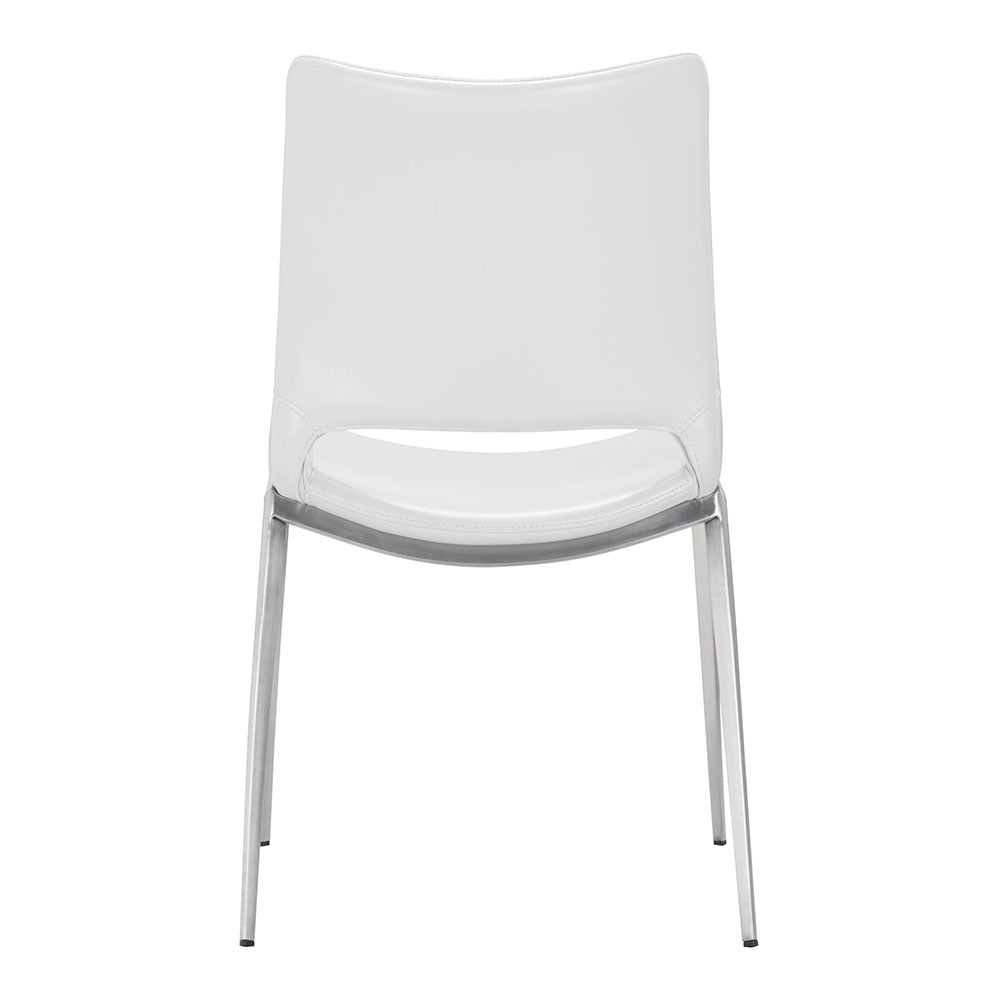 ACE DINING CHAIR WHITE & SILVER