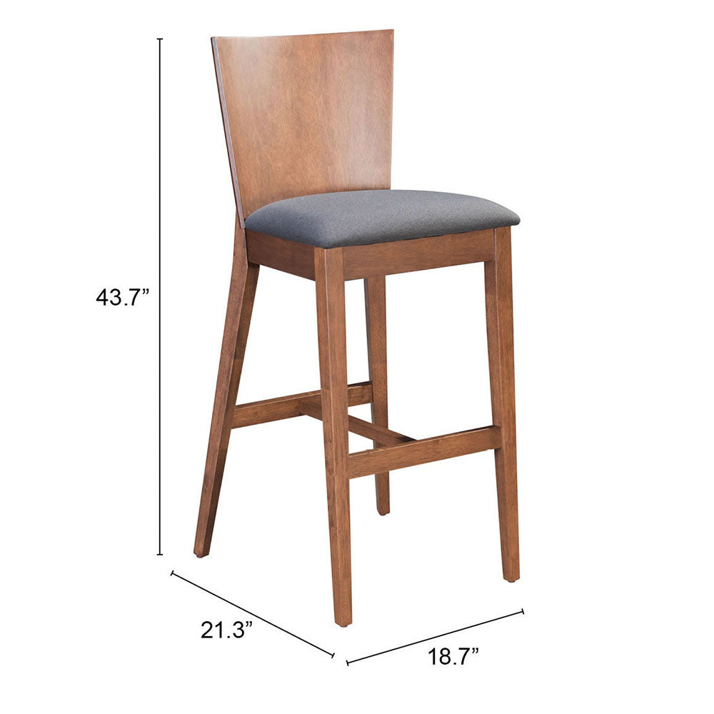 AMBROSE BARSTOOL WALNUT & DARK GRAY