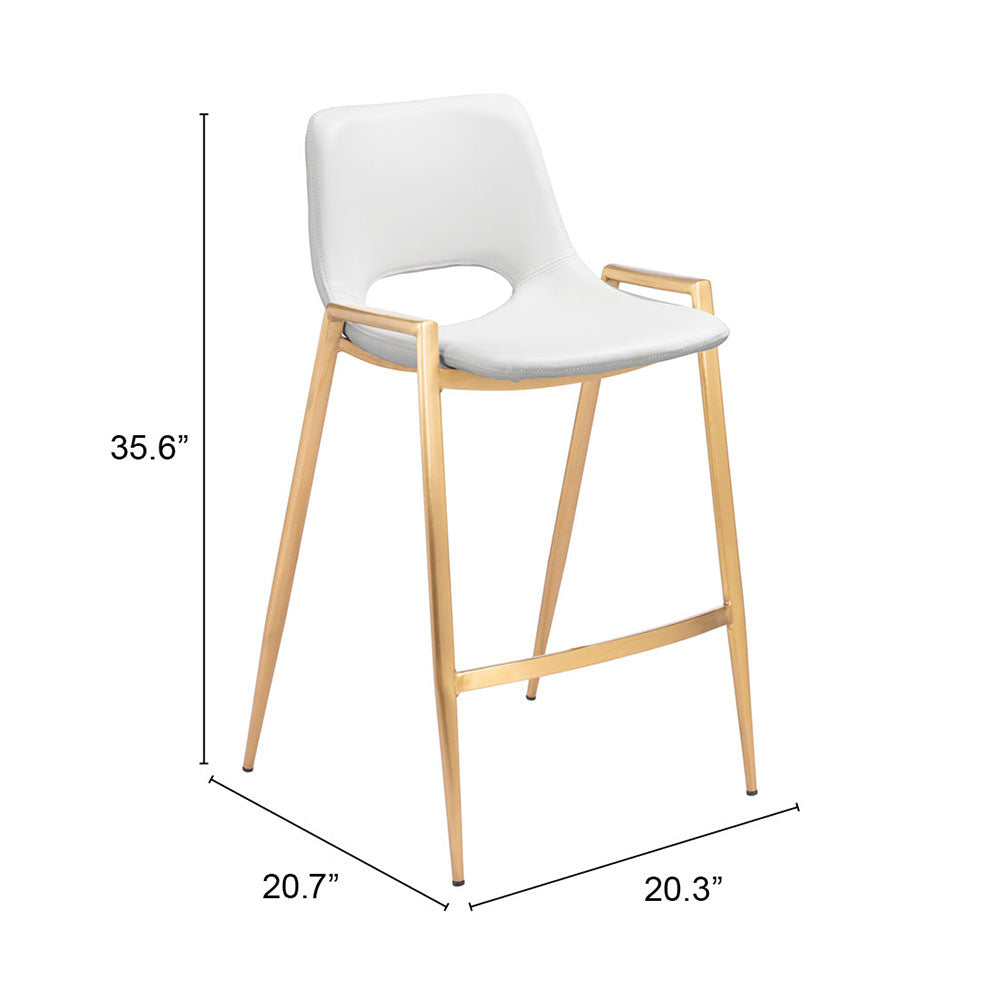 DESI COUNTER STOOL WHITE & GOLD