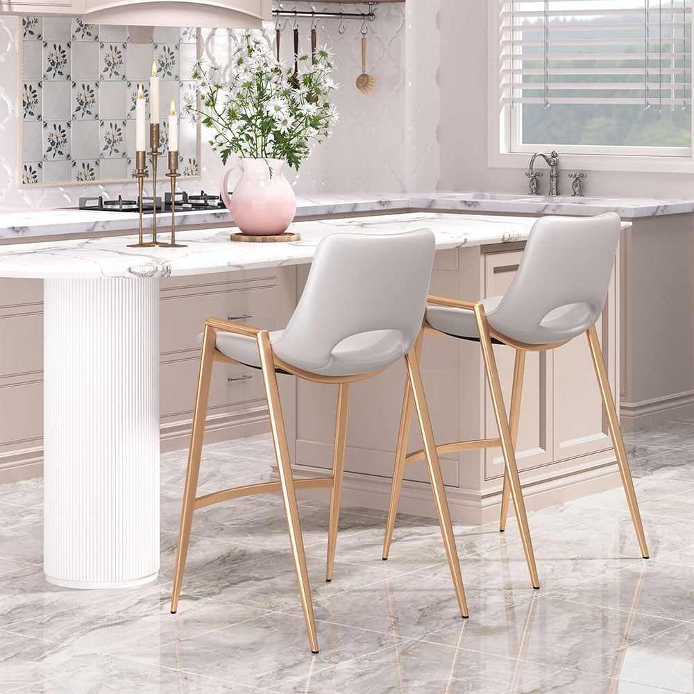DESI COUNTER STOOL WHITE & GOLD