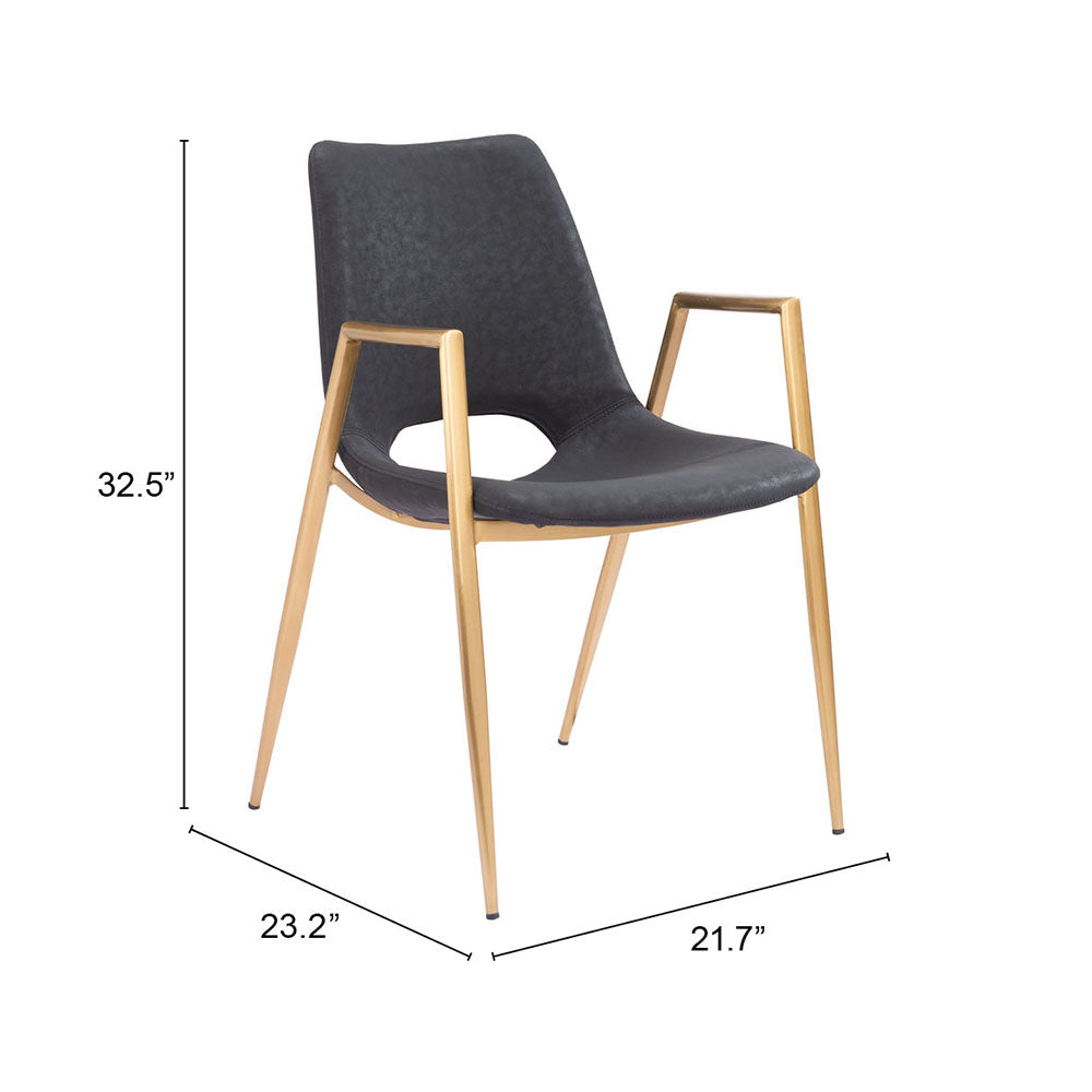 DESI DINING CHAIR BLACK & GOLD