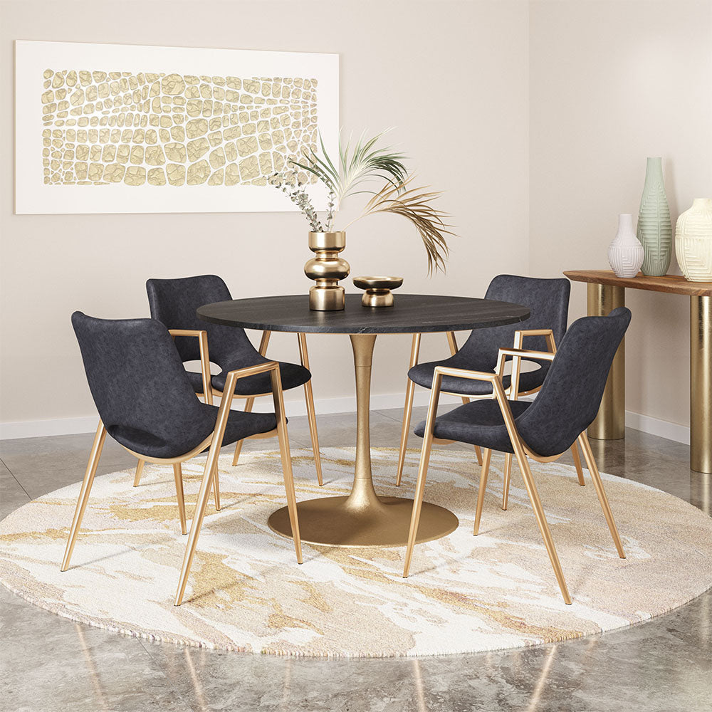 DESI DINING CHAIR BLACK & GOLD