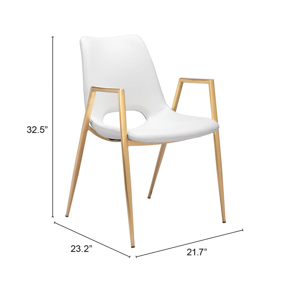DESI DINING CHAIR WHITE & GOLD