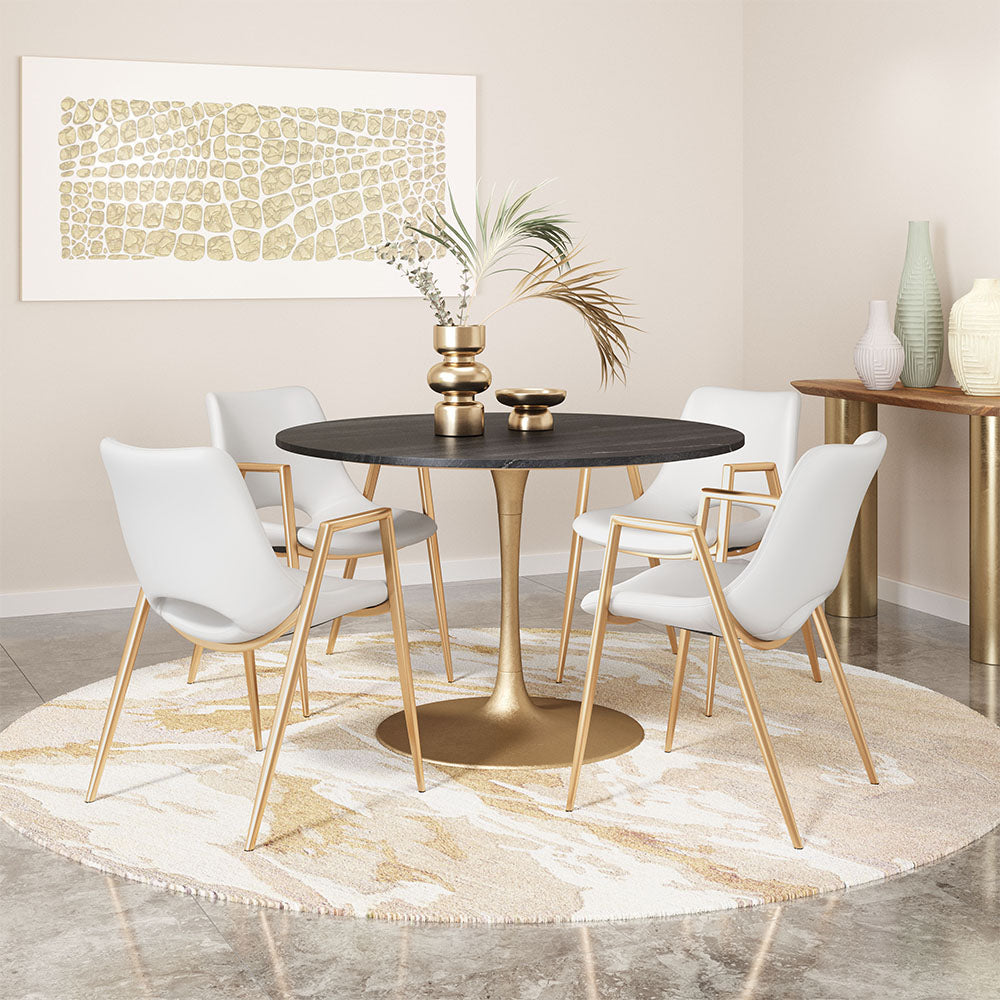 DESI DINING CHAIR WHITE & GOLD