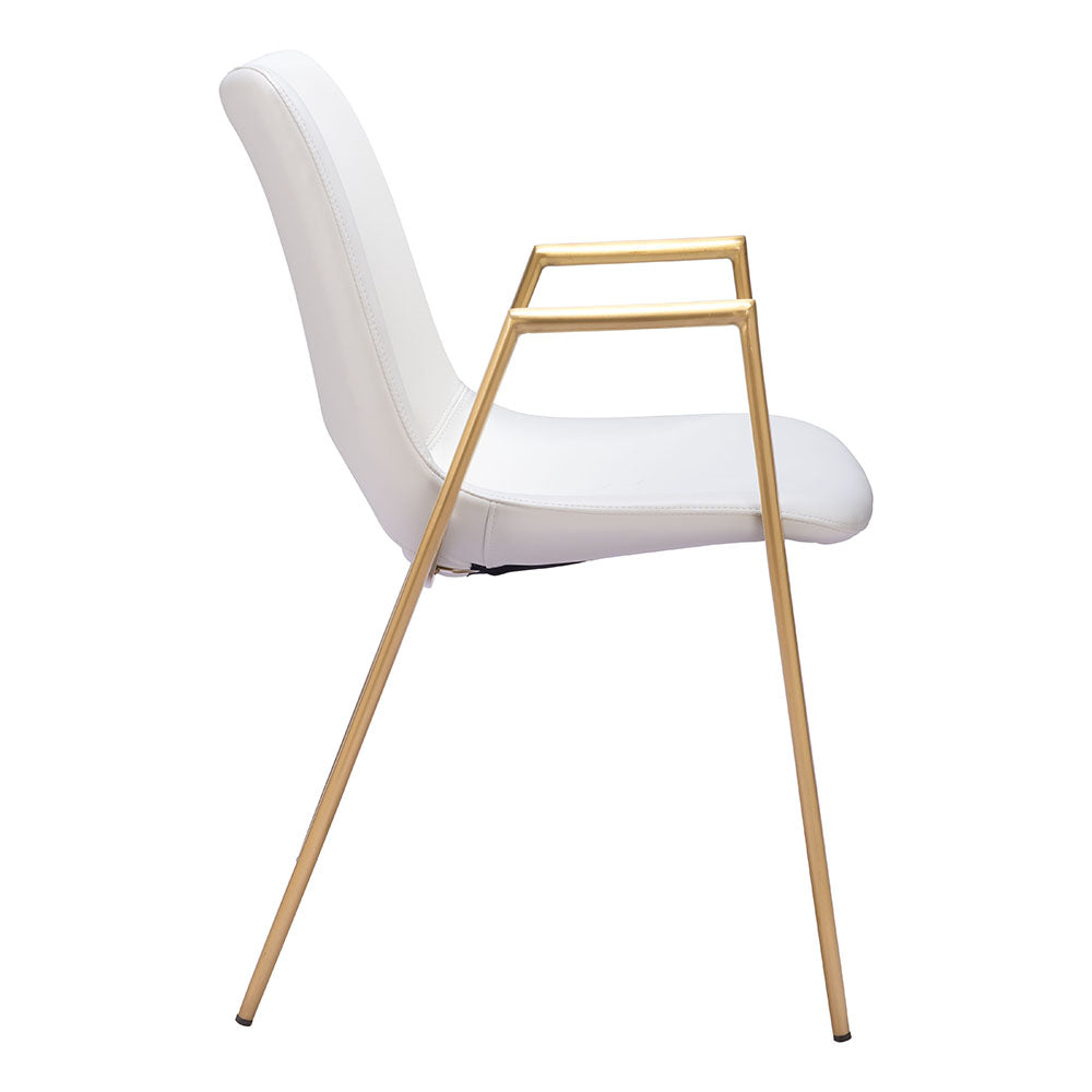 DESI DINING CHAIR WHITE & GOLD