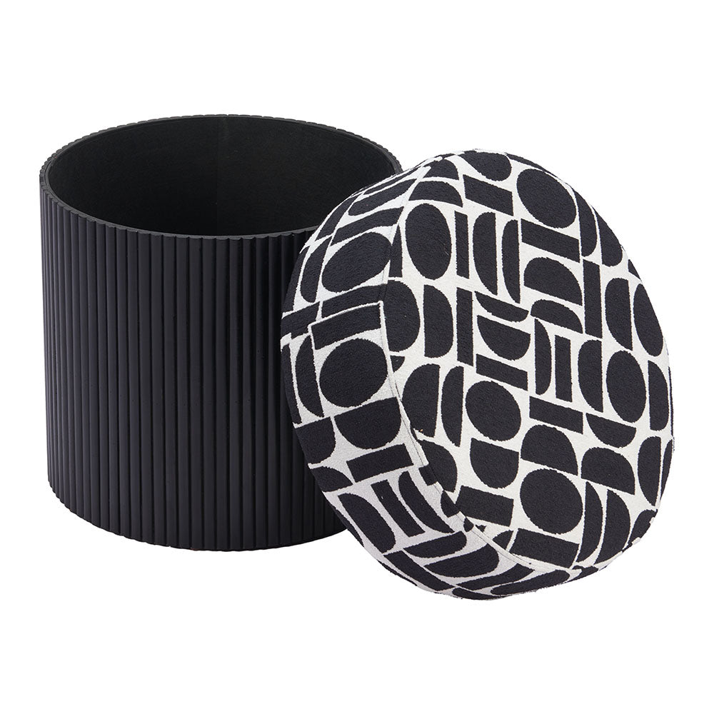 BOTO STORAGE OTTOMAN BLACK & WHITE