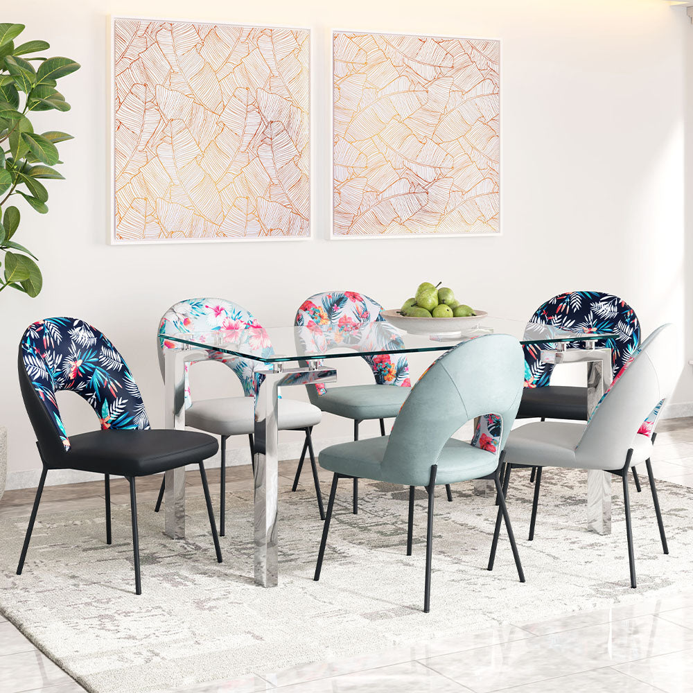 BETHPAGE DINING CHAIR MULTICOLOR PRINT & GREEN