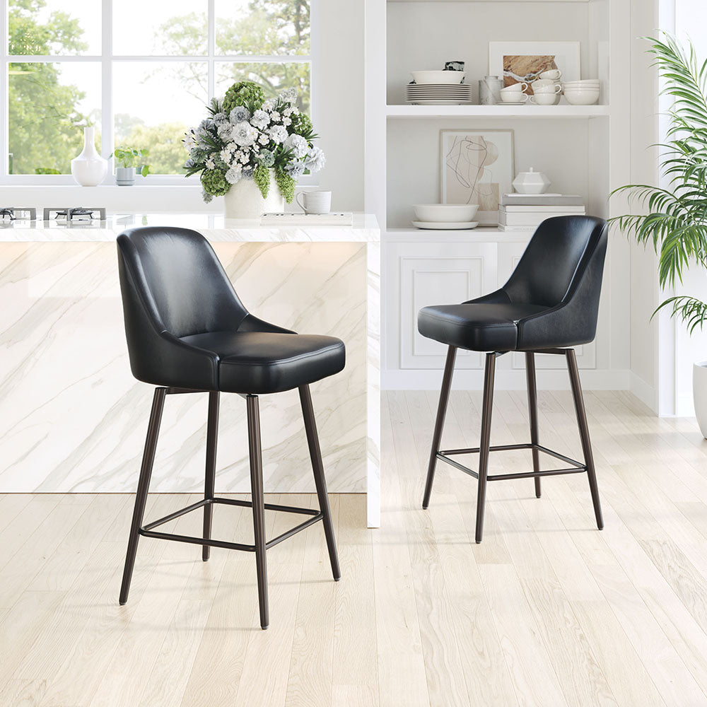 KEPPEL SWIVEL COUNTER STOOL BLACK & BRONZE