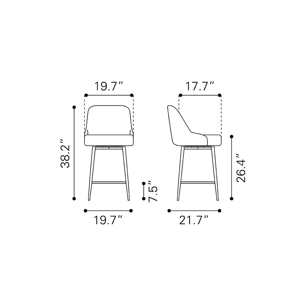 KEPPEL SWIVEL COUNTER STOOL BLACK & BRONZE
