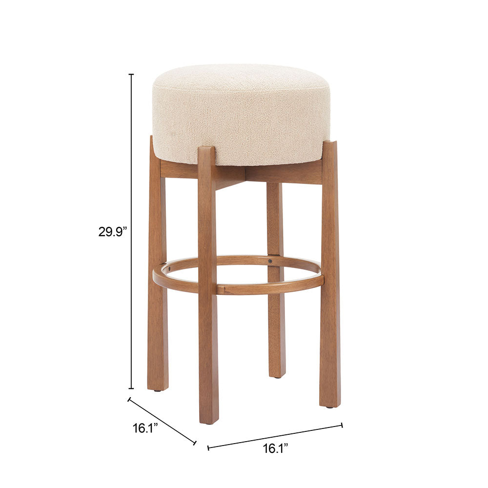 NADE BARSTOOL BEIGE & WALNUT