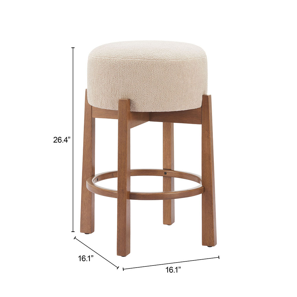 NADE COUNTER STOOL BEIGE & WALNUT