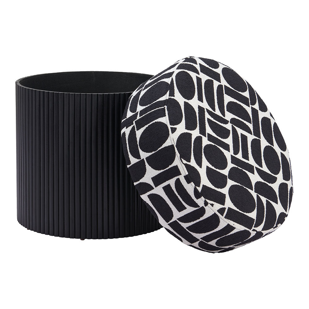 BOTO STORAGE OTTOMAN BLACK & WHITE