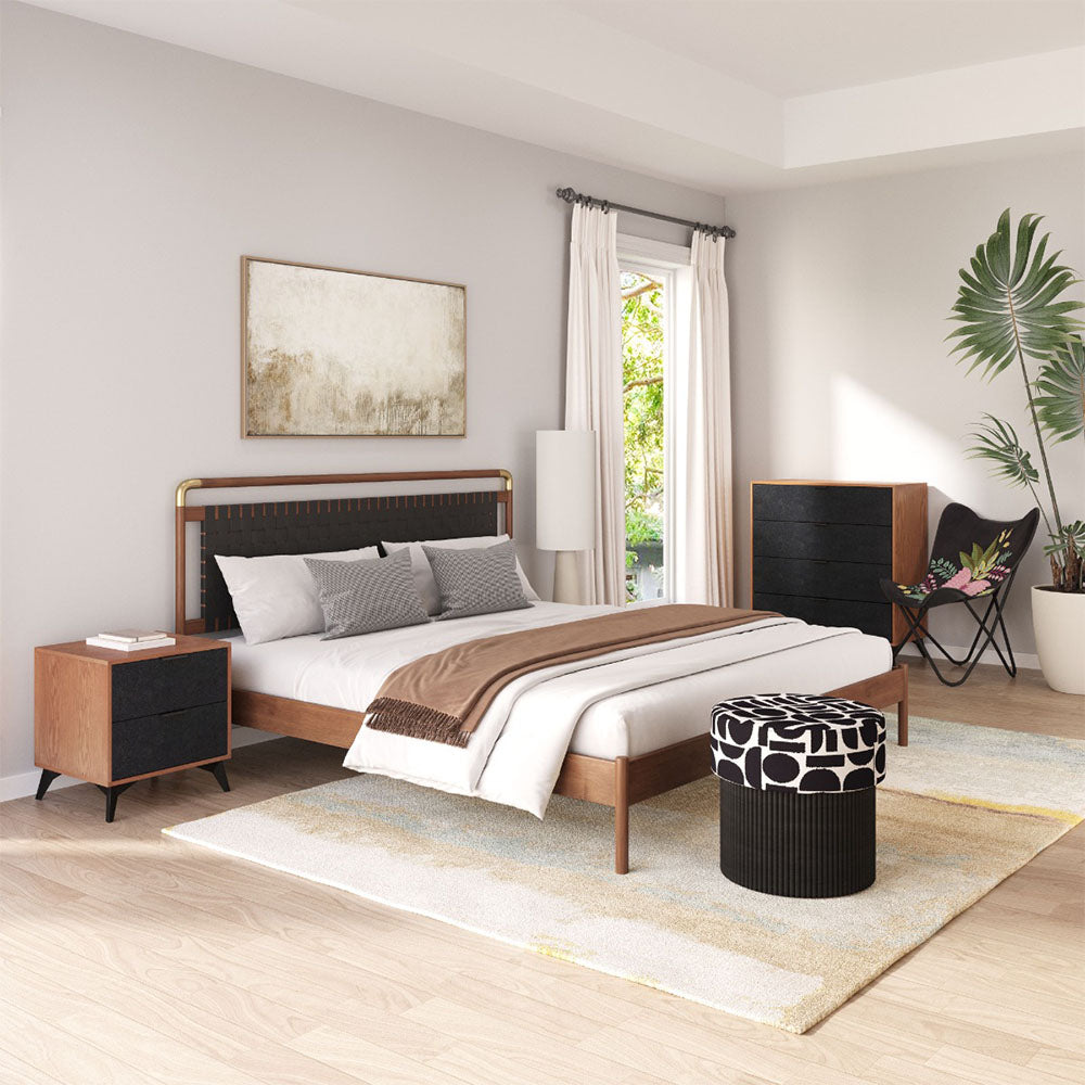 BOTO STORAGE OTTOMAN BLACK & WHITE
