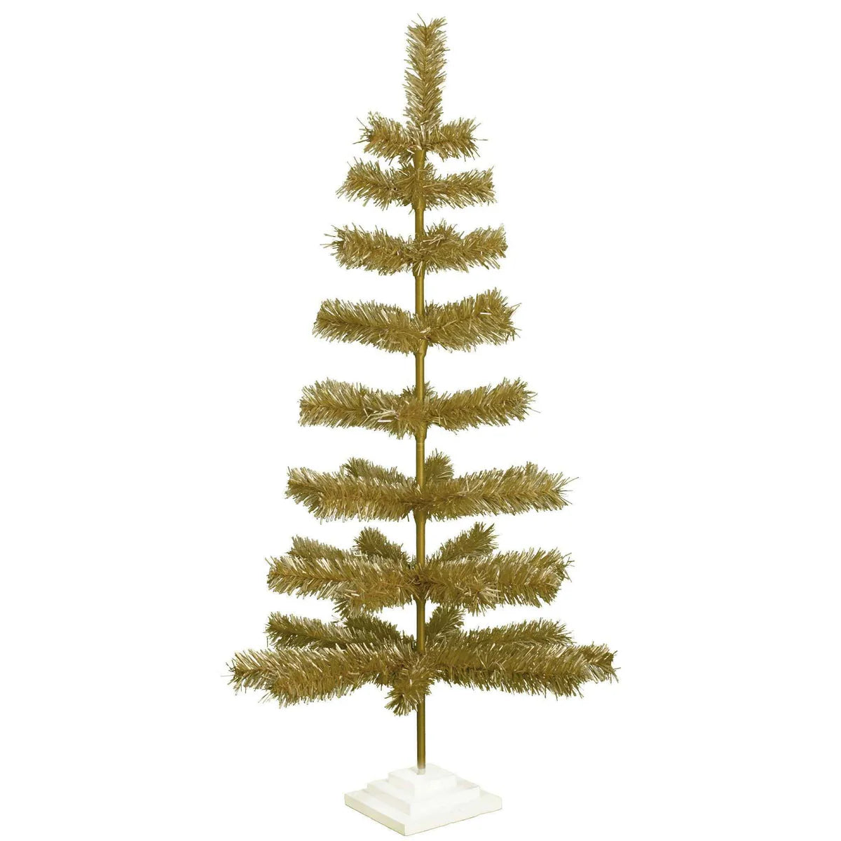 ANTIQUE GOLD TINSEL CHRISTMAS TREE