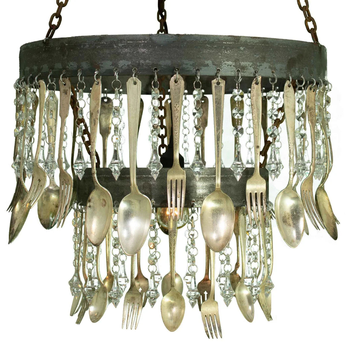 ANTIQUE SPOON & CRYSTAL CHANDELIER