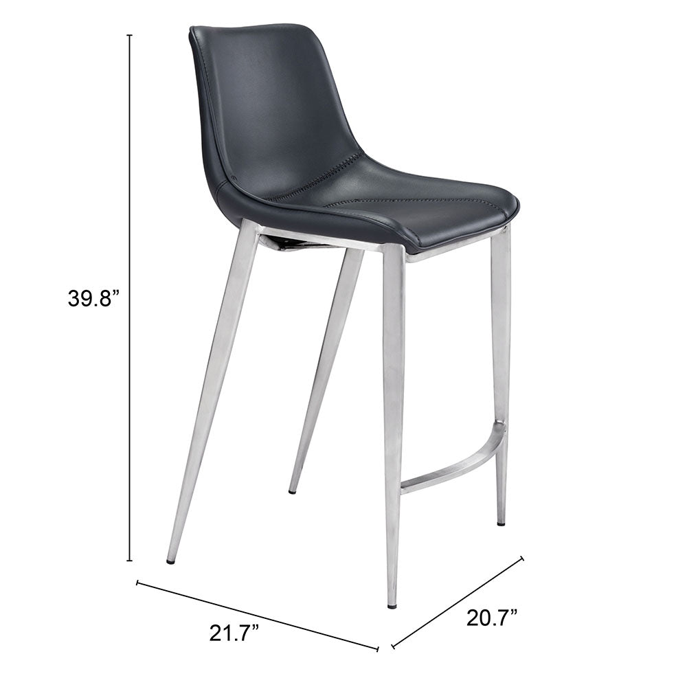 MAGNUS COUNTER STOOL BLACK & SILVER