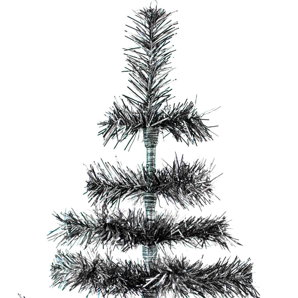 BLACK & SILVER FIREWORK TINSEL TREE