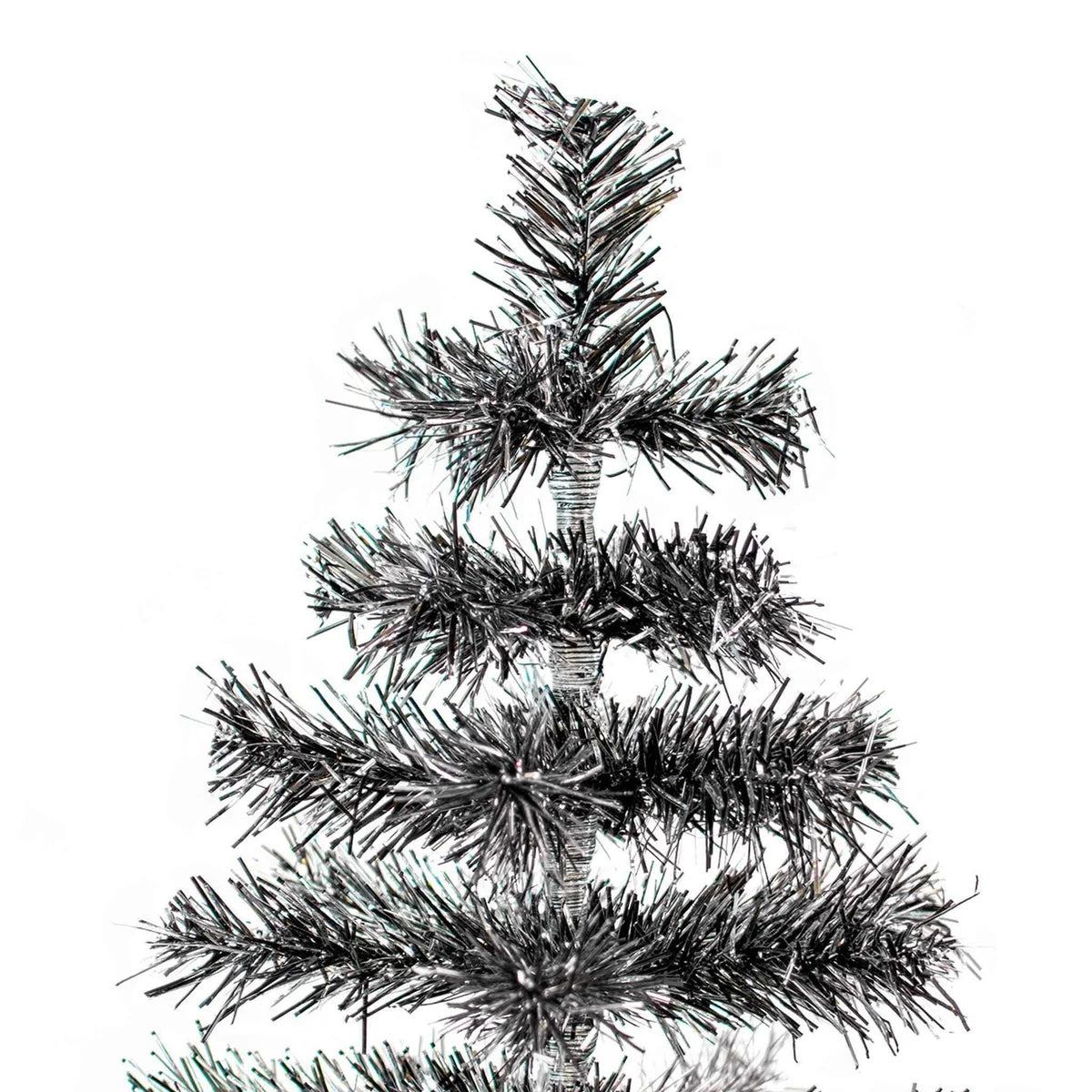 BLACK & SILVER FIREWORK TINSEL TREE