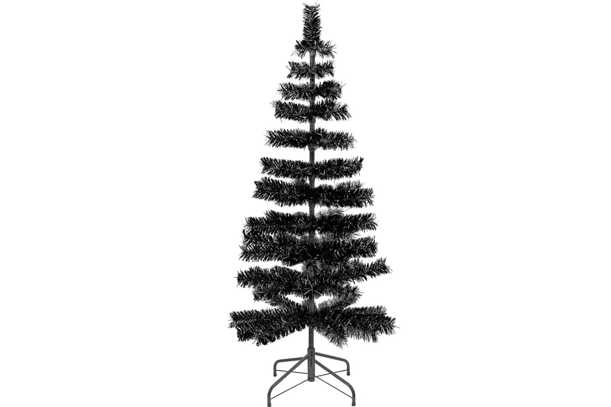 BLACK & SILVER FIREWORK TINSEL TREE