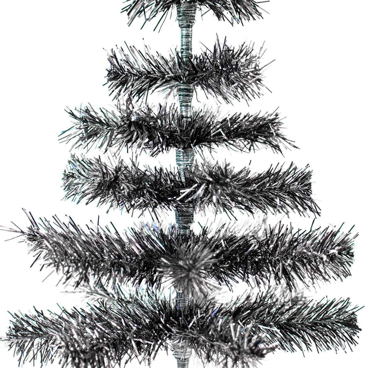 BLACK & SILVER FIREWORK TINSEL TREE