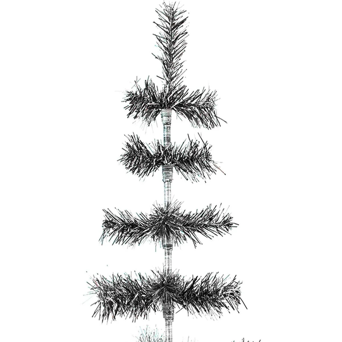 BLACK & SILVER FIREWORK TINSEL TREE