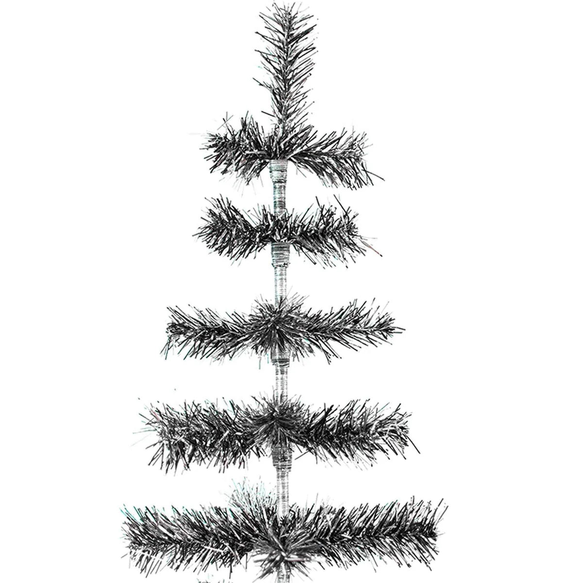 BLACK & SILVER FIREWORK TINSEL TREE