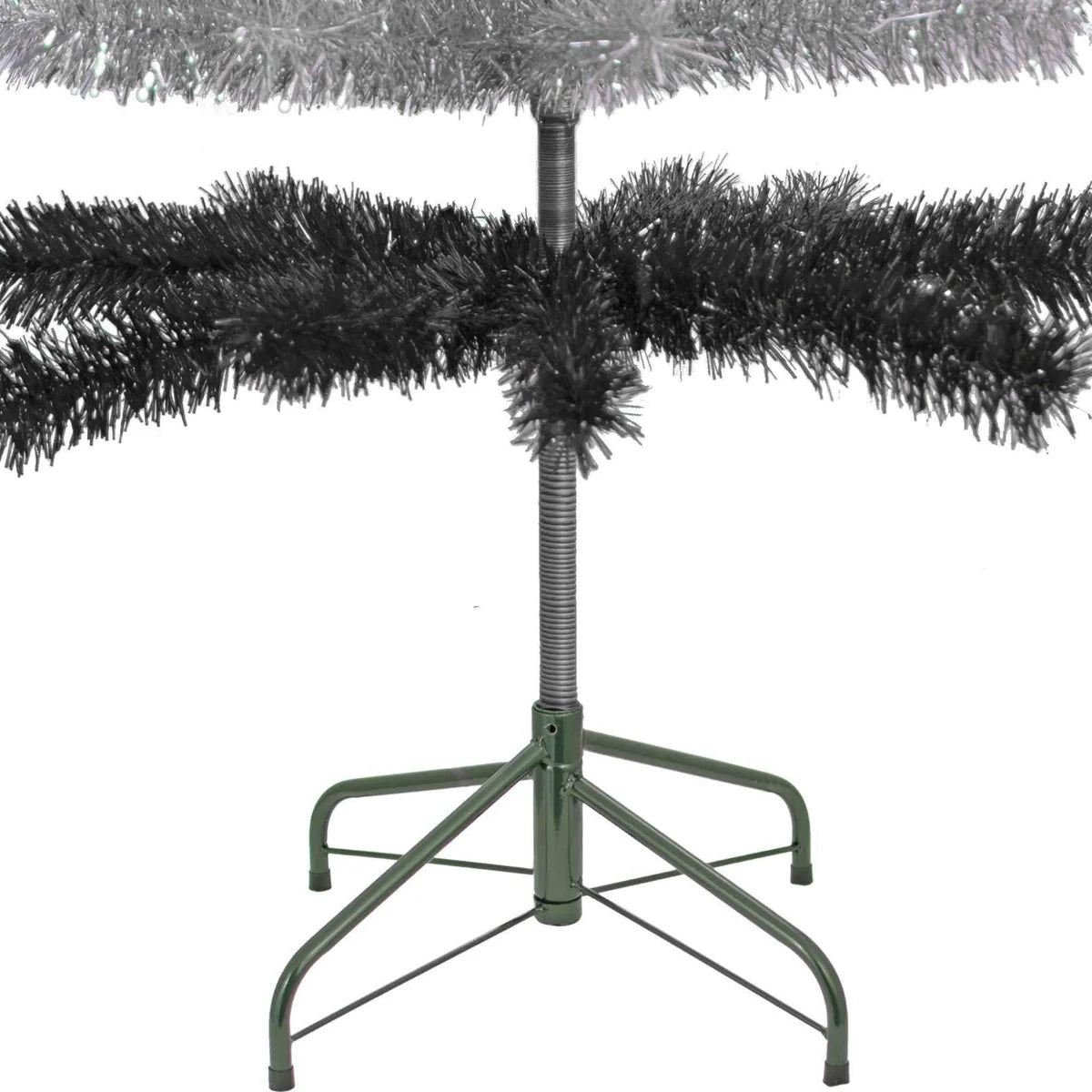 BLACK & SILVER LAYERED TINSEL CHRISTMAS TREE