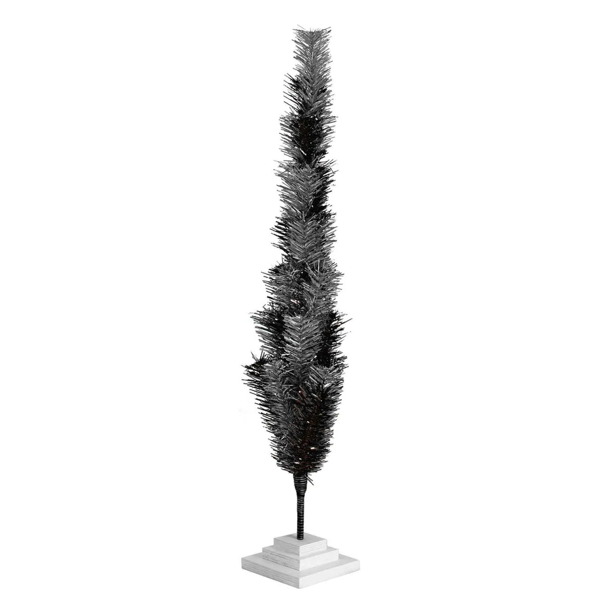 BLACK & SILVER MIXED TINSEL TREE