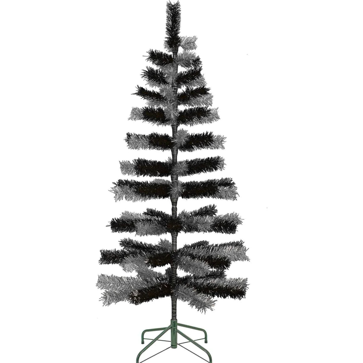 BLACK & SILVER MIXED TINSEL TREE