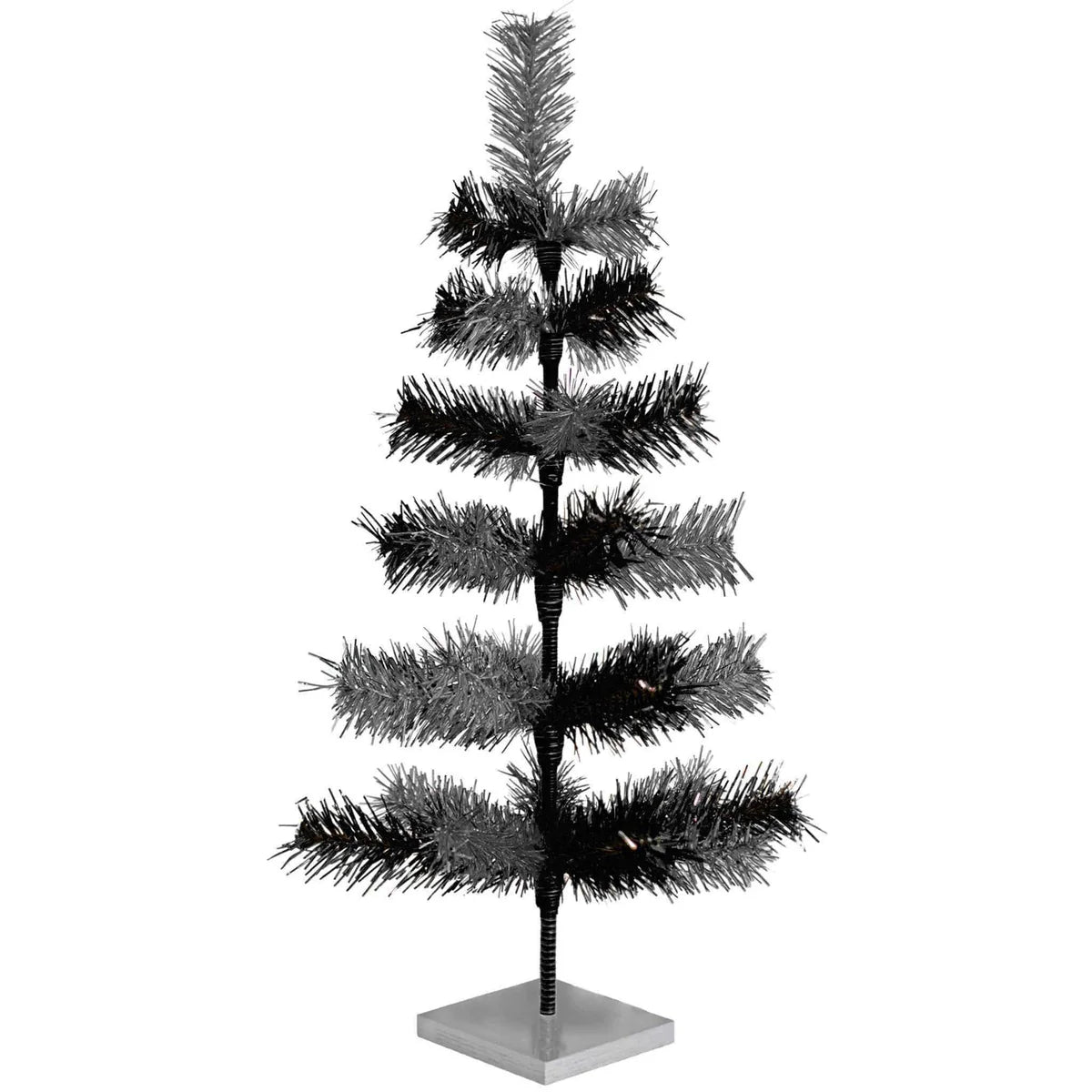 BLACK & SILVER MIXED TINSEL TREE