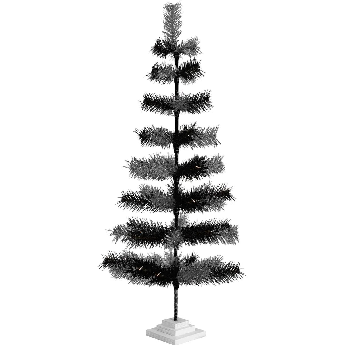 BLACK & SILVER MIXED TINSEL TREE