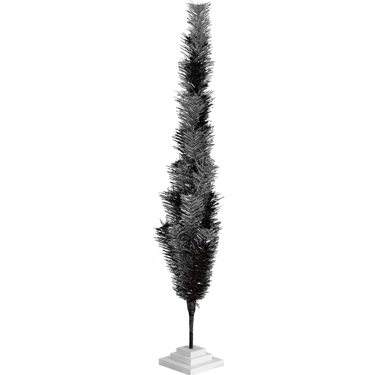 BLACK & SILVER MIXED TINSEL TREE
