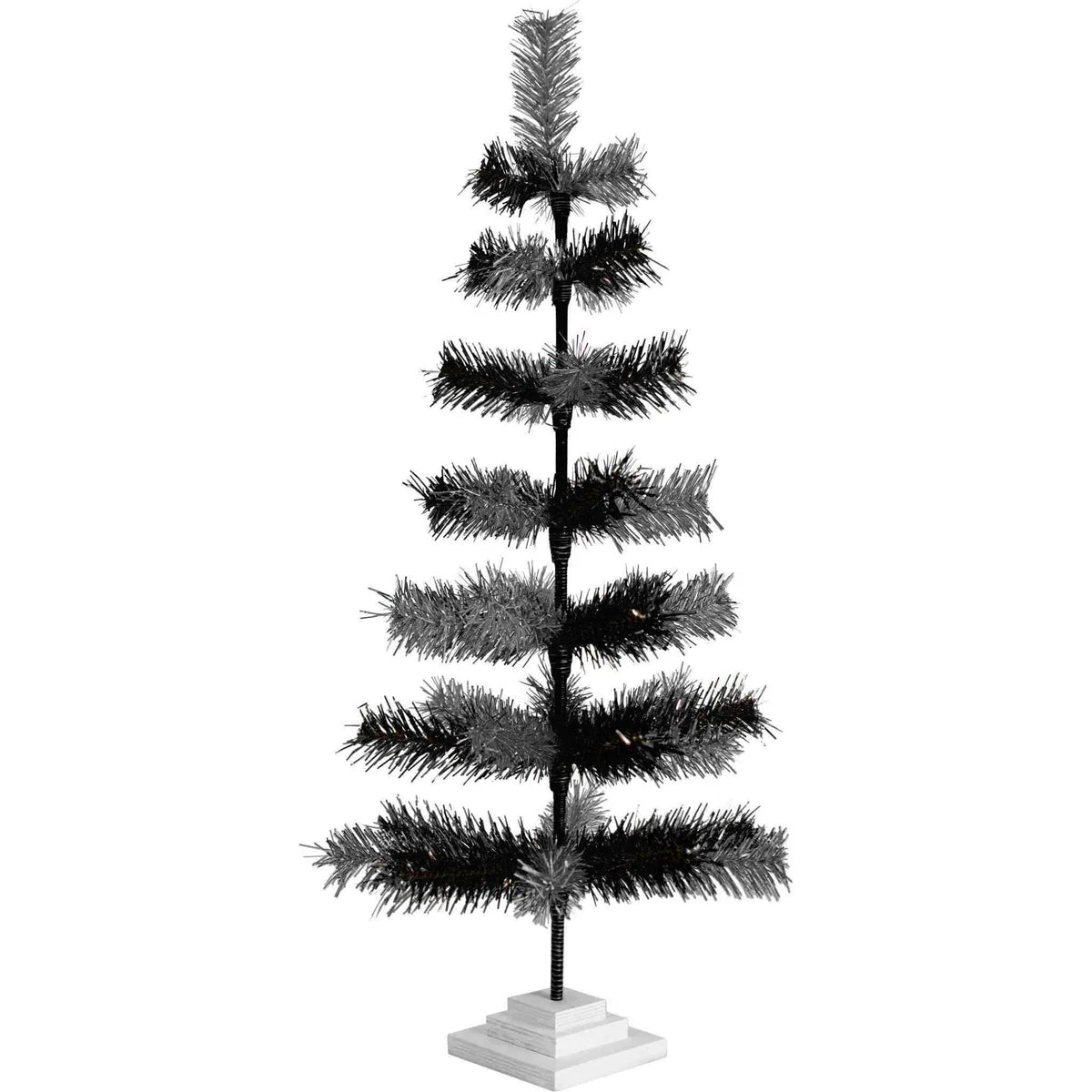BLACK & SILVER MIXED TINSEL TREE
