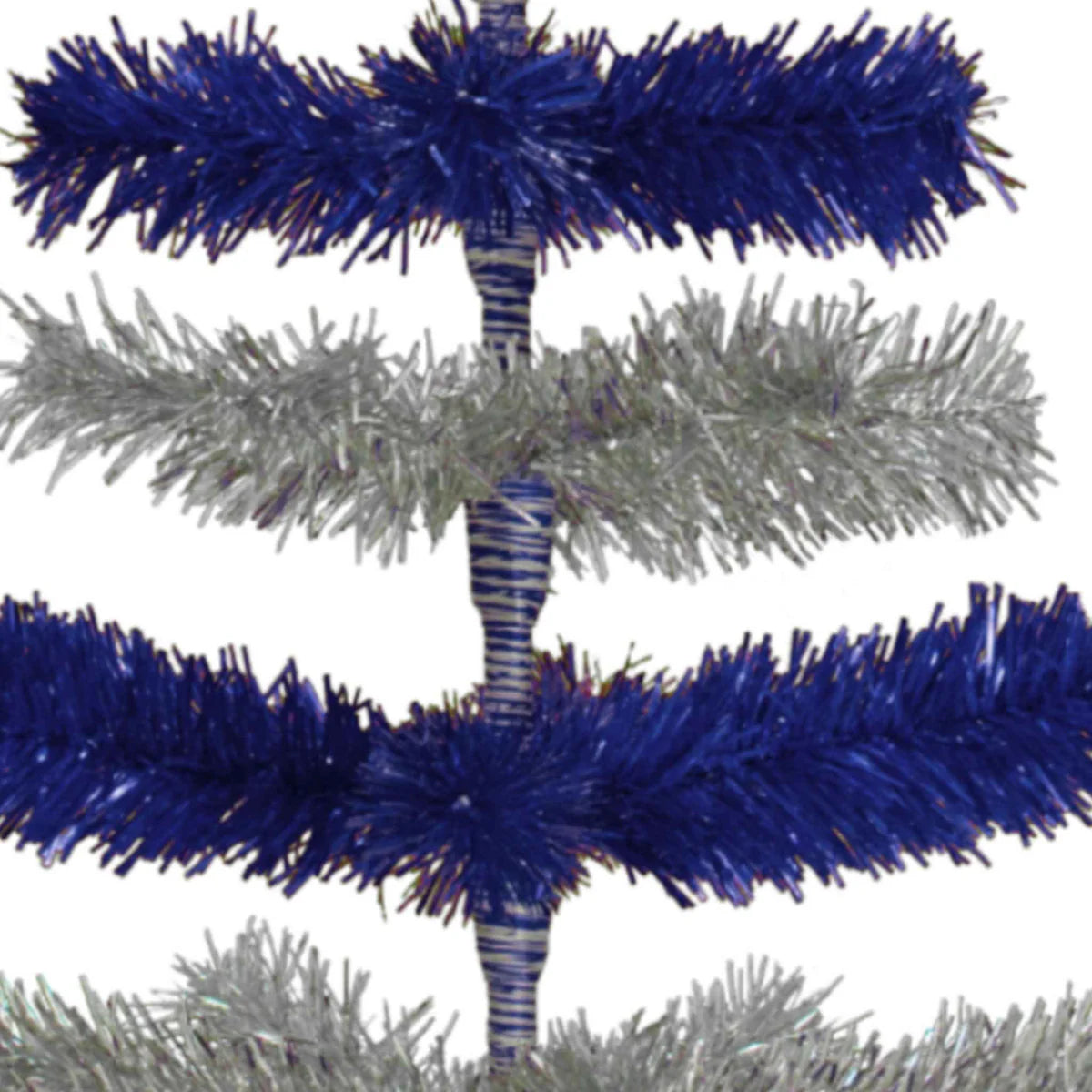 BLUE & SILVER LAYERED TINSEL CHRISTMAS TREE
