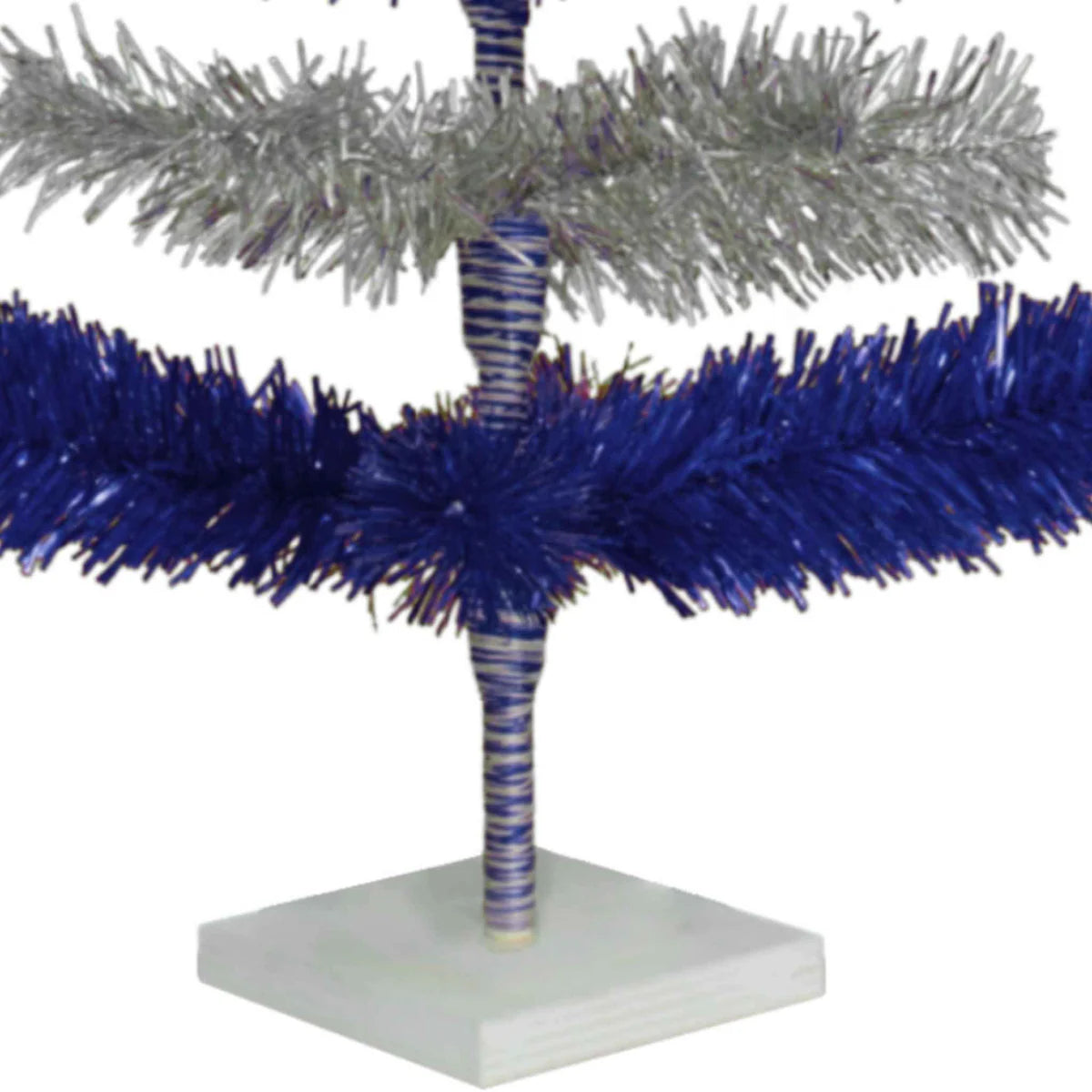 BLUE & SILVER LAYERED TINSEL CHRISTMAS TREE