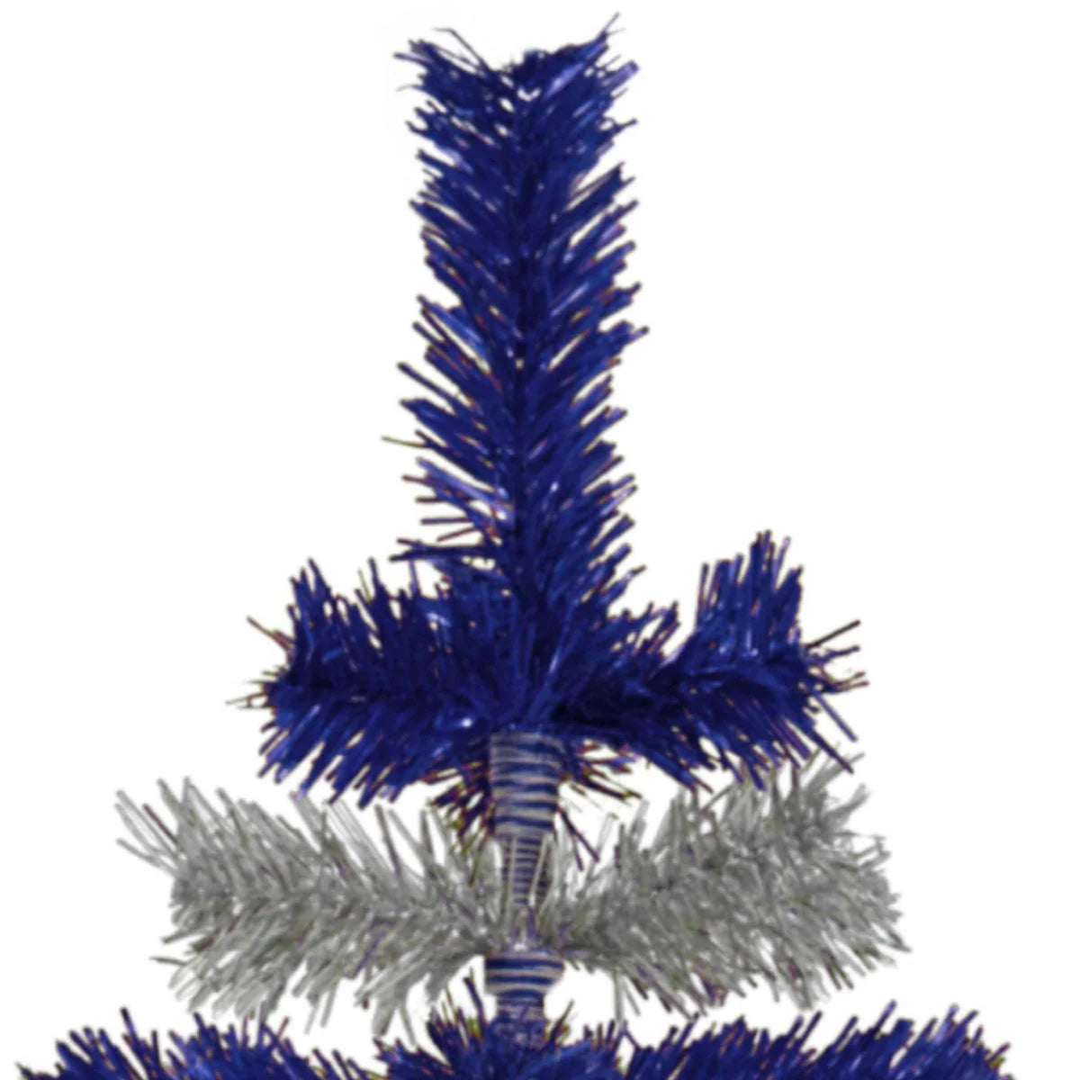BLUE & SILVER LAYERED TINSEL CHRISTMAS TREE