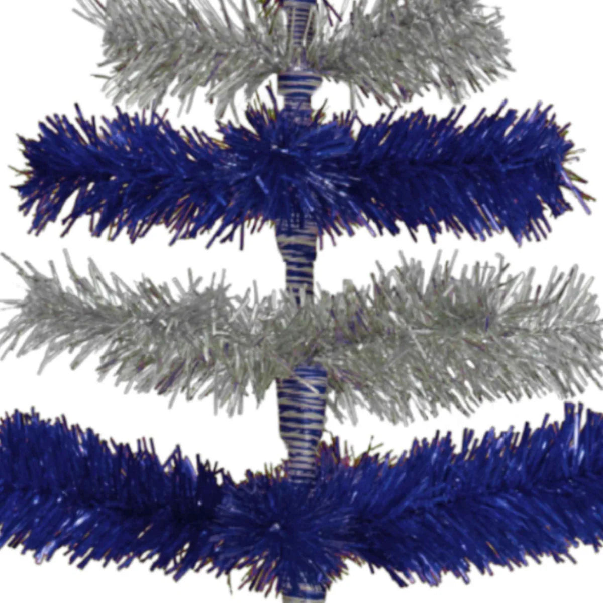 BLUE & SILVER LAYERED TINSEL CHRISTMAS TREE