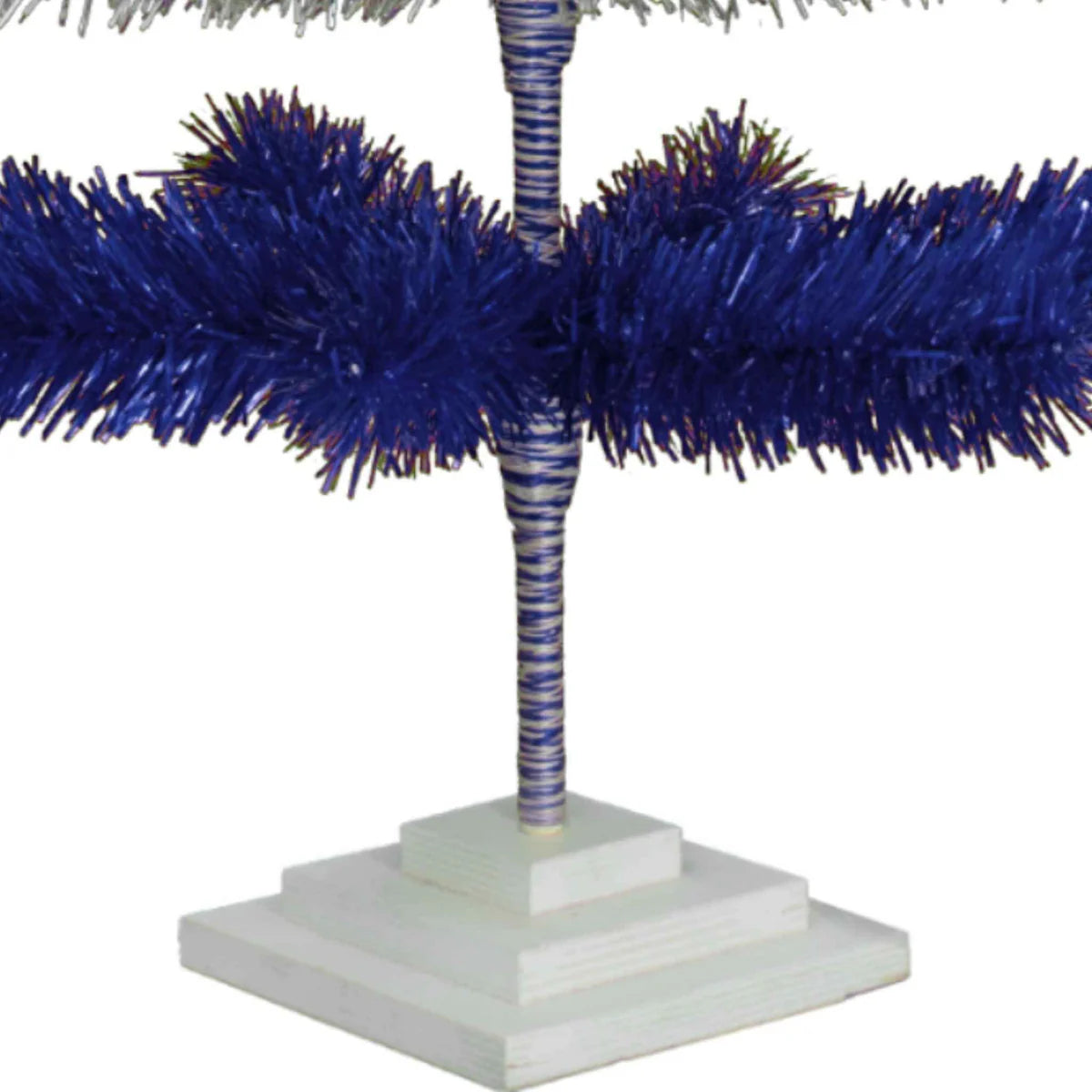 BLUE & SILVER LAYERED TINSEL CHRISTMAS TREE