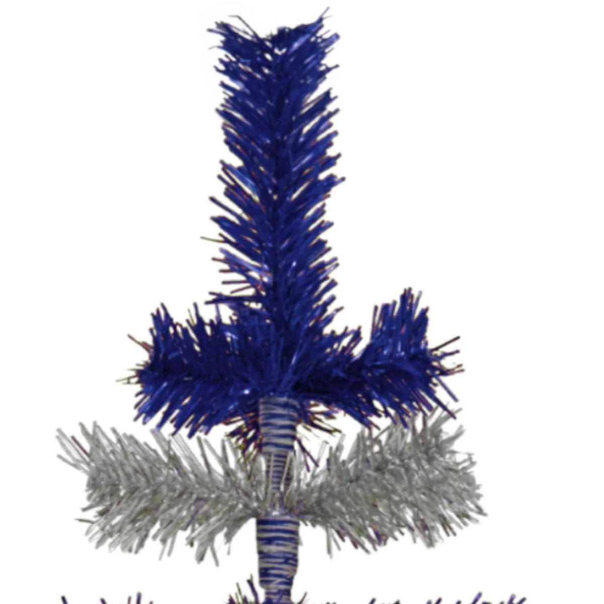 BLUE & SILVER LAYERED TINSEL CHRISTMAS TREE